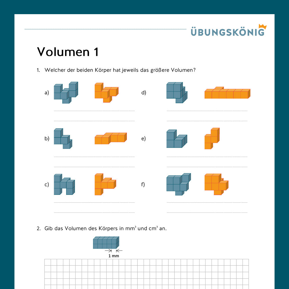 Königspaket: Volumen (Mathe, 6. Klasse) - inklusive Test
