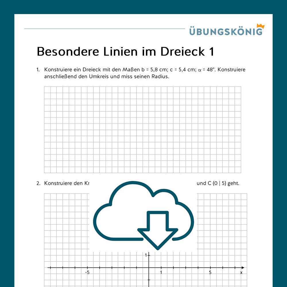 Königspaket: Besondere Linien im Dreieck  (Mathe, 7. Klasse) - inklusive Test