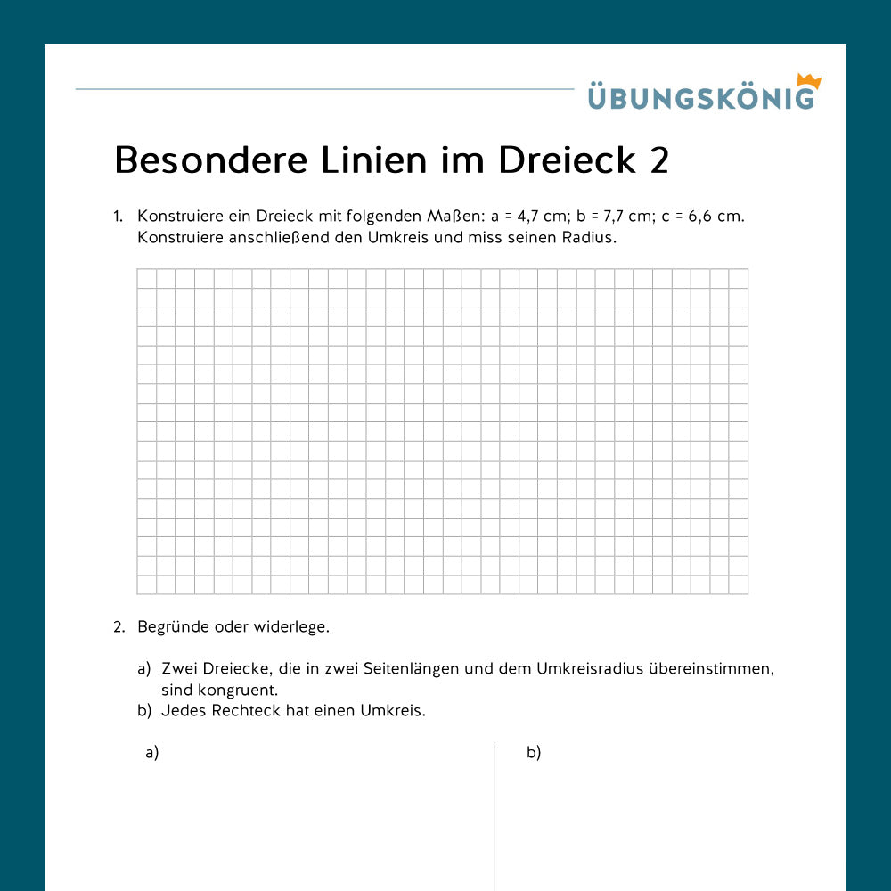 Königspaket: Besondere Linien im Dreieck  (Mathe, 7. Klasse) - inklusive Test
