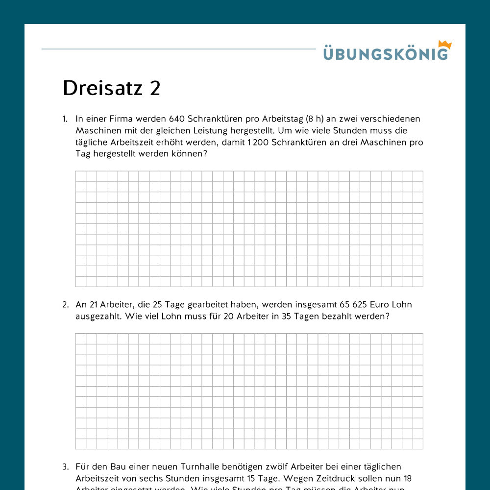 Königspaket: Dreisatz (Mathe, 7. Klasse) - inklusive Test