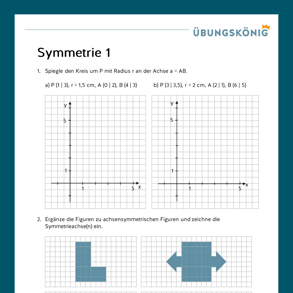 Königspaket: Symmetrie (Mathe, 7. Klasse) - inklusive Test