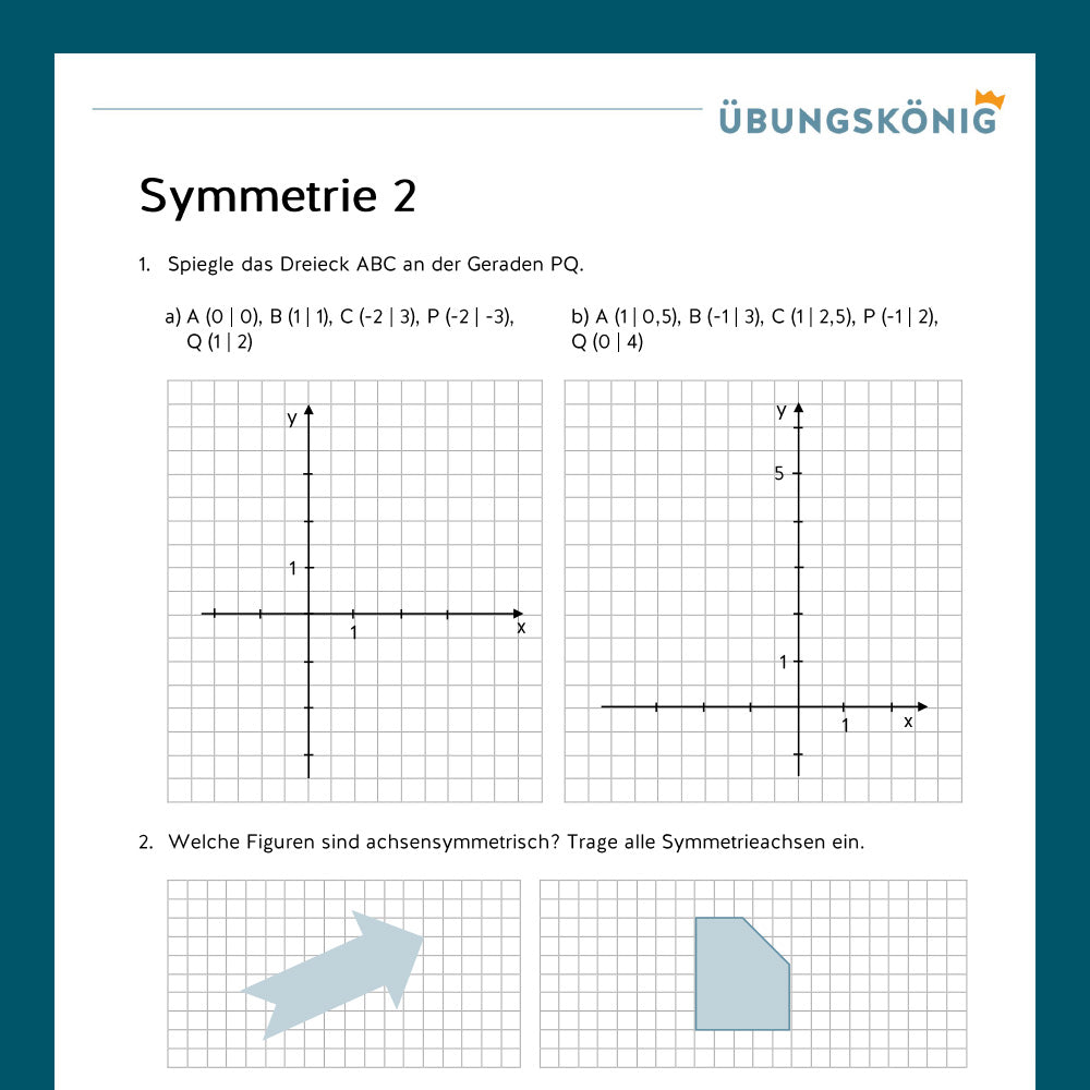 Königspaket: Symmetrie (Mathe, 7. Klasse) - inklusive Test