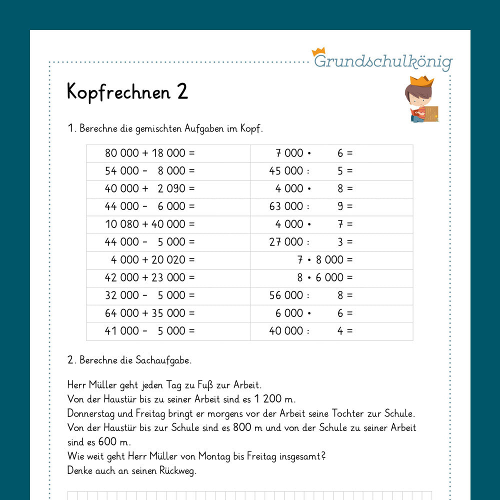 Königspaket: Kopfrechnen im ZR 100 000 (Mathe, 4. Klasse) - inklusive Test