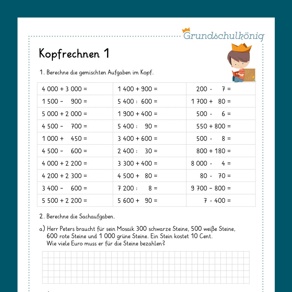 Königspaket: Kopfrechnen im ZR 10 000 (Mathe, 4. Klasse) - inklusive Test