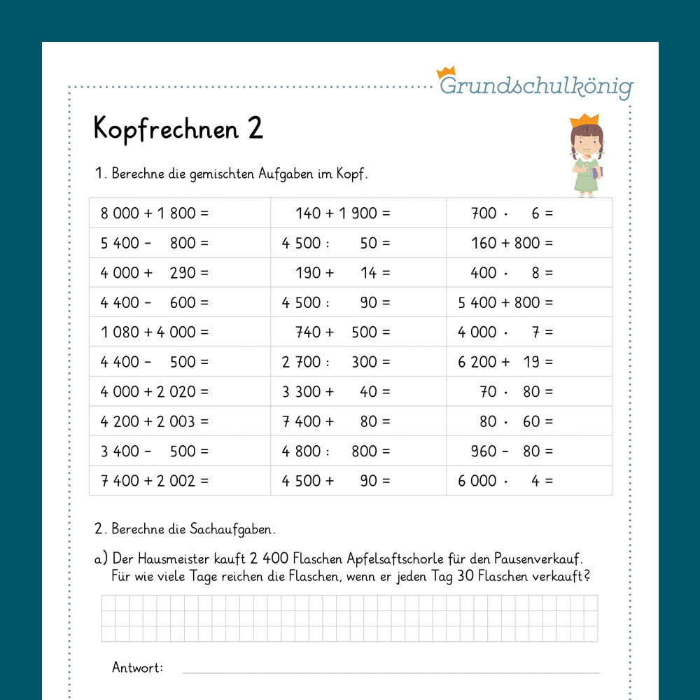 Königspaket: Kopfrechnen im ZR 10 000 (Mathe, 4. Klasse) - inklusive Test