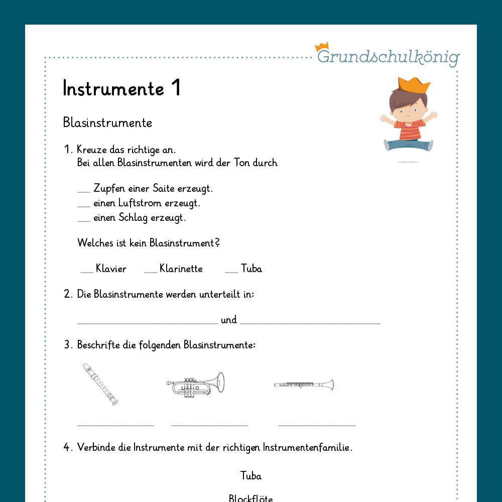 Königspaket: Instrumentenlehre (Musik, Grundschule) - inklusive Test