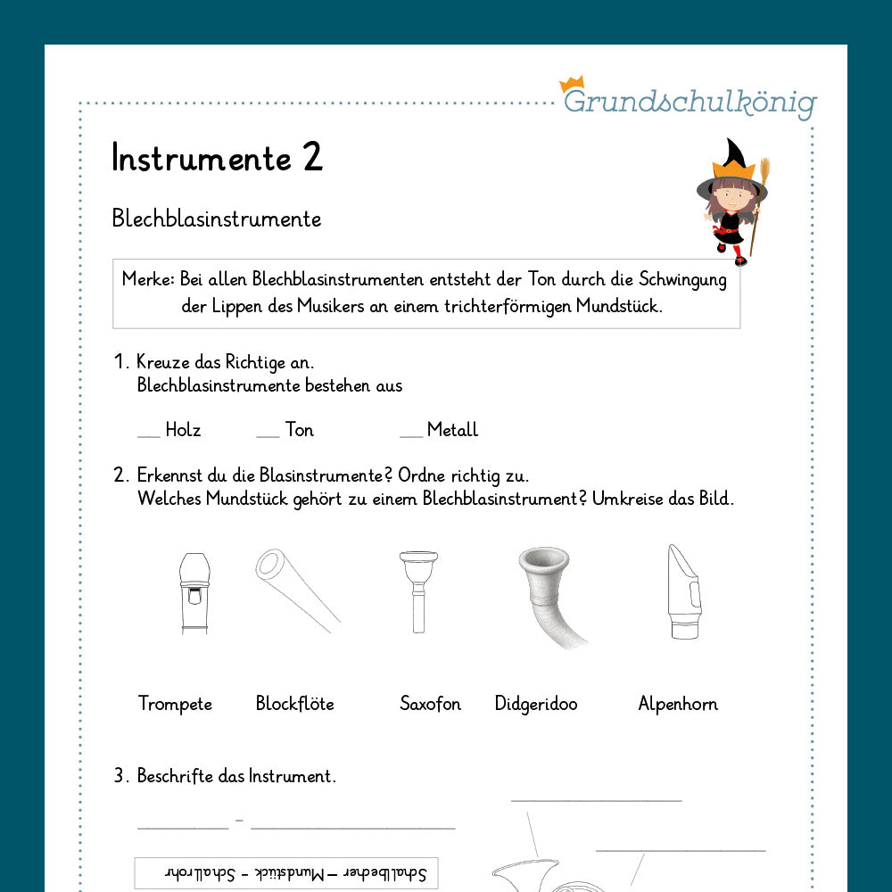 Königspaket: Instrumentenlehre (Musik, Grundschule) - inklusive Test