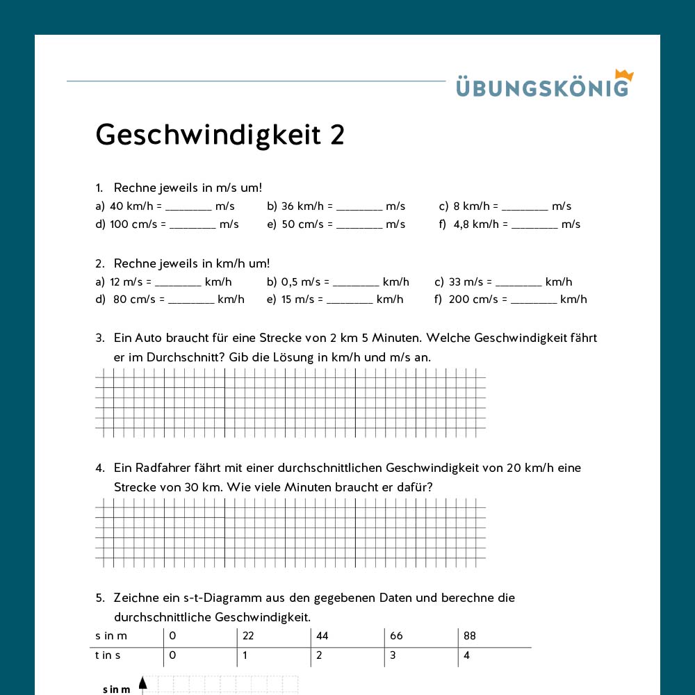 Königspaket: Geschwindigkeit (Physik, 7. Klasse)