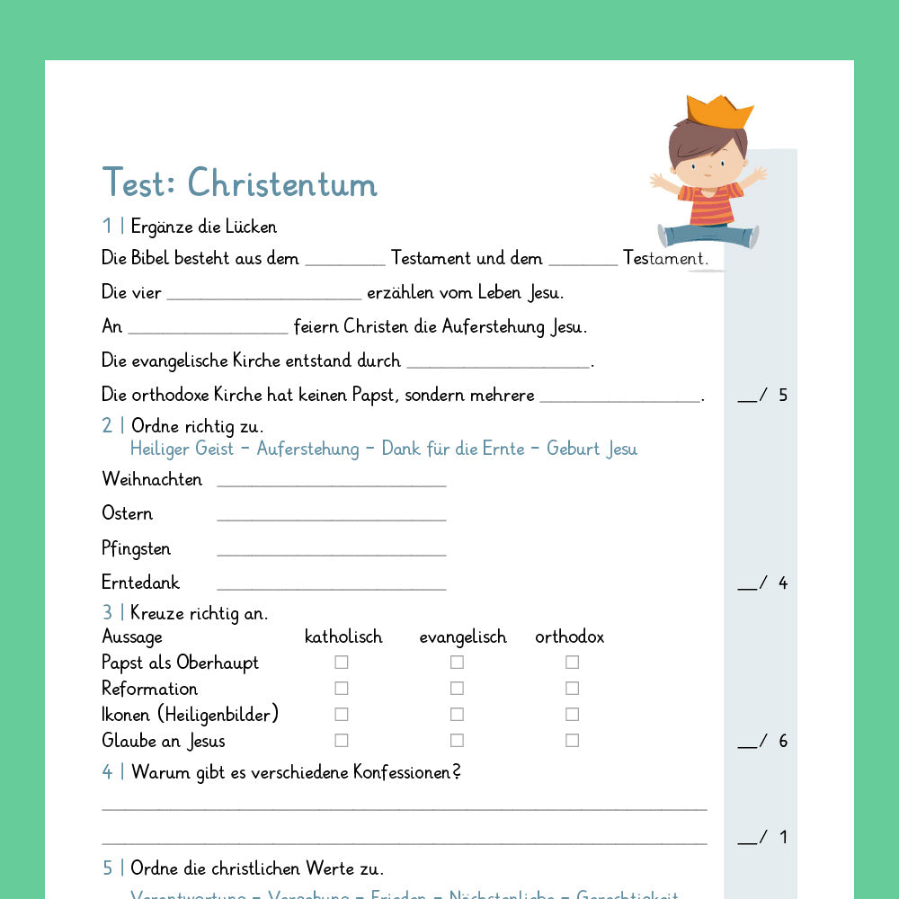 Königspaket: Christentum (Religionsunterricht) - inklusive Test