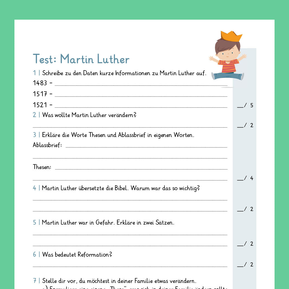 Königspaket: Martin Luther (Religionsunterricht) - inklusive Test