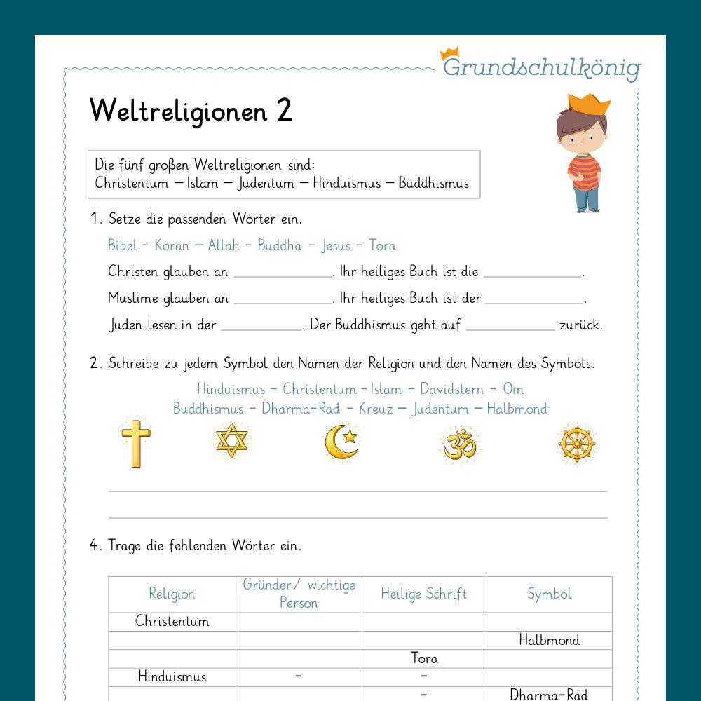 Königspaket: Weltreligionen (Religionsunterricht) - inklusive Test
