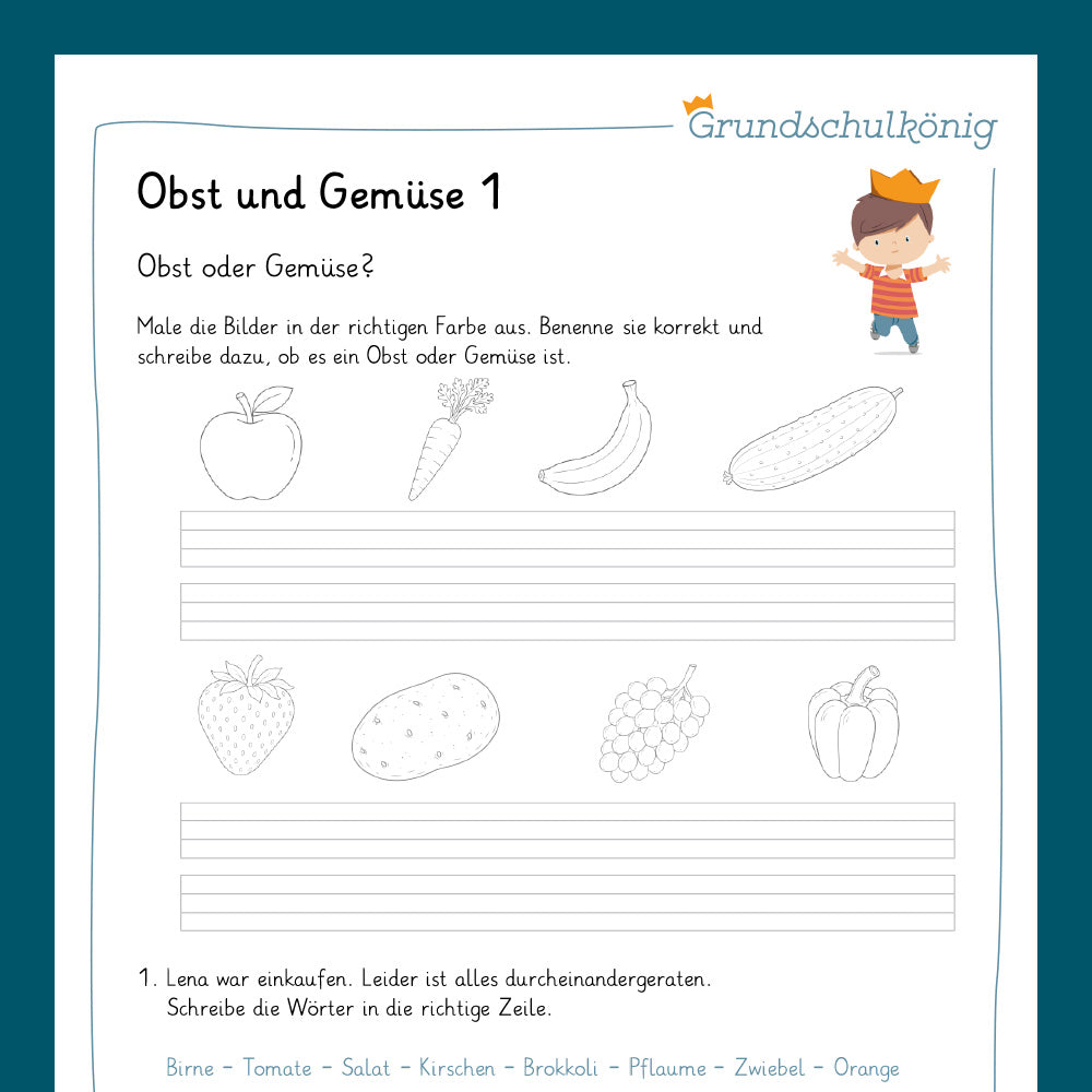 Königspaket: Obst & Gemüse - inklusive Test (1. Klasse)