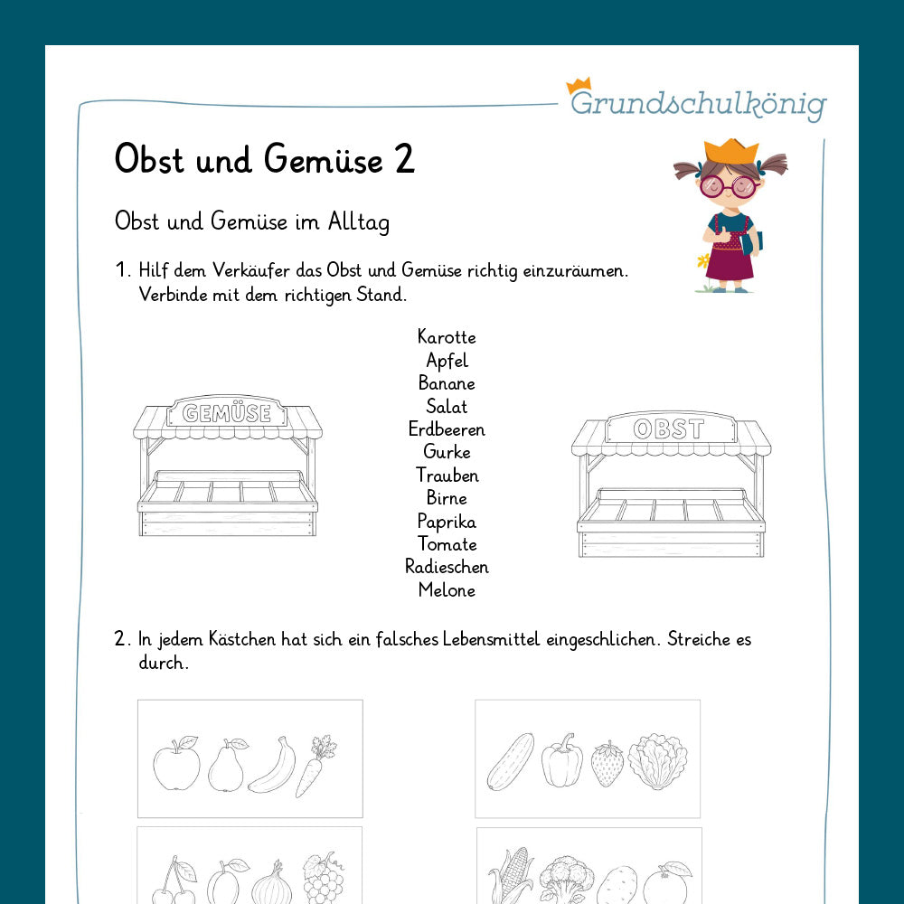 Königspaket: Obst & Gemüse - inklusive Test (1. Klasse)