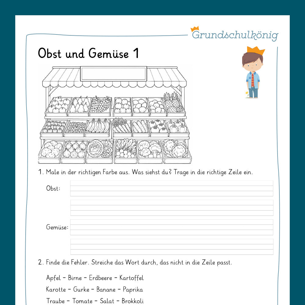 Königspaket: Obst & Gemüse - inklusive Test (2. Klasse)
