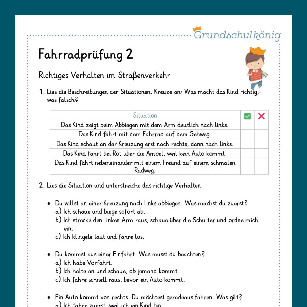 Königspaket: Fahrradprüfung (Sachkunde, 3. & 4. Klasse) - inklusive Test