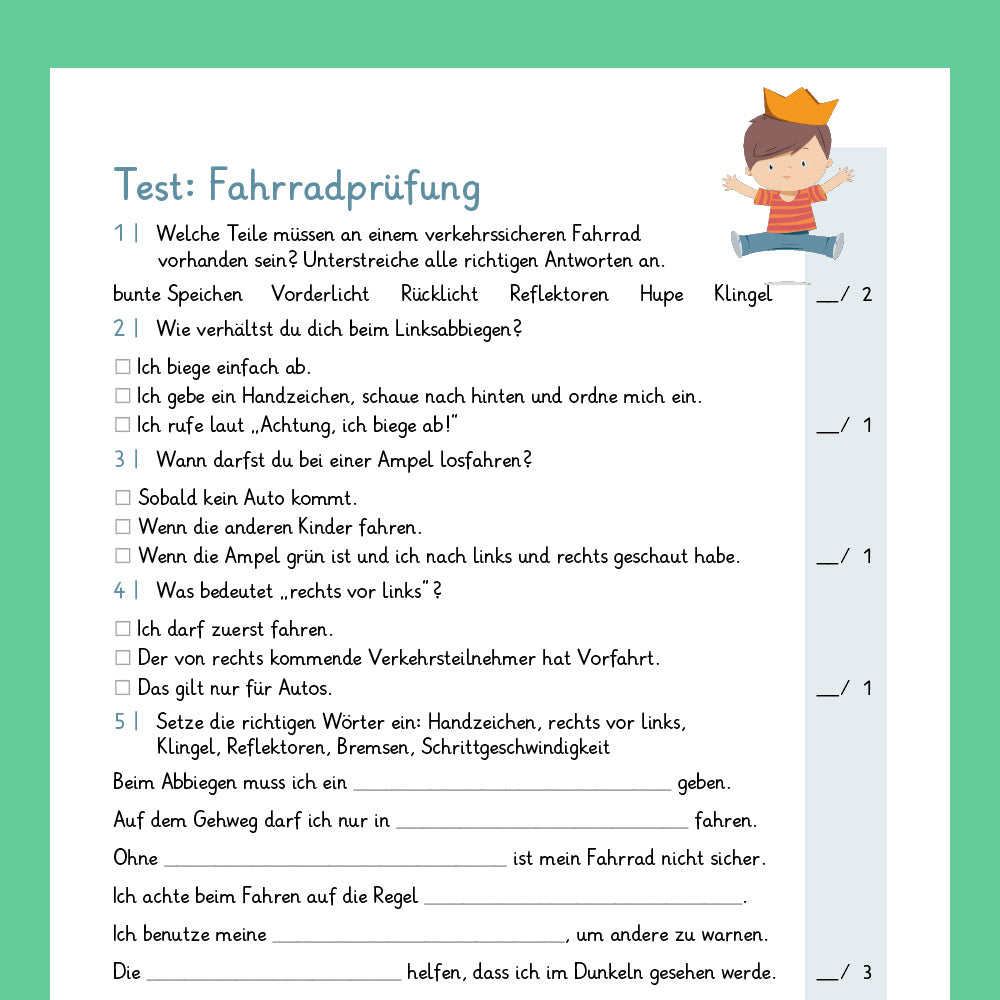 Königspaket: Fahrradprüfung (Sachkunde, 3. & 4. Klasse) - inklusive Test