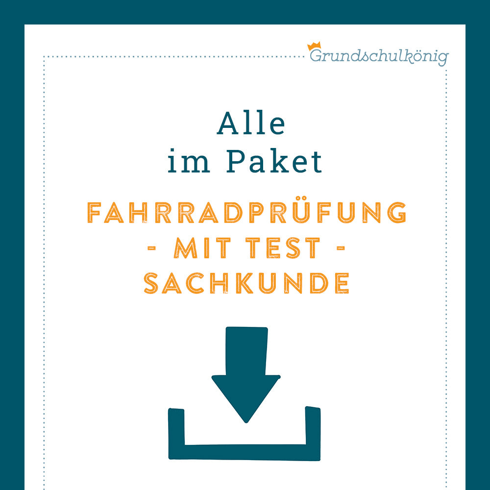 Königspaket: Fahrradprüfung (Sachkunde, 3. & 4. Klasse) - inklusive Test