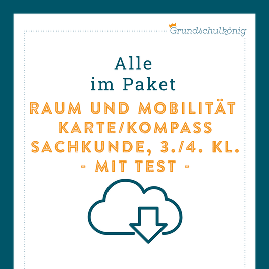 Königspaket: Landkarte & Kompass (Sachkunde, 3. & 4. Klasse) -  inklusive Test