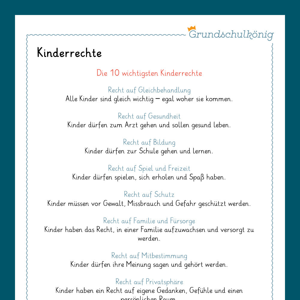 Königspaket: Kinderrechte (Sachunterricht)