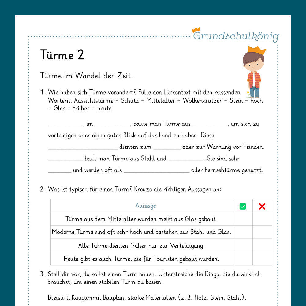 Königspaket: Türme (Sachkunde) - inklusive Test