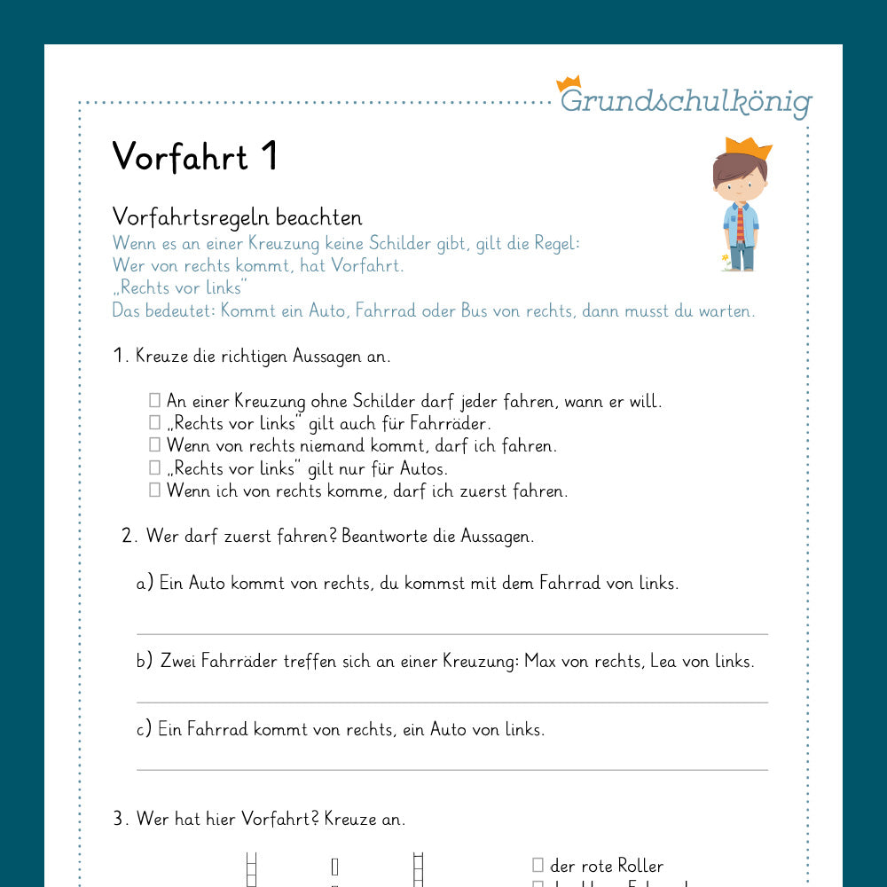 Königspaket: Vorfahrtsregeln (Sachkunde)  - inklusive Test