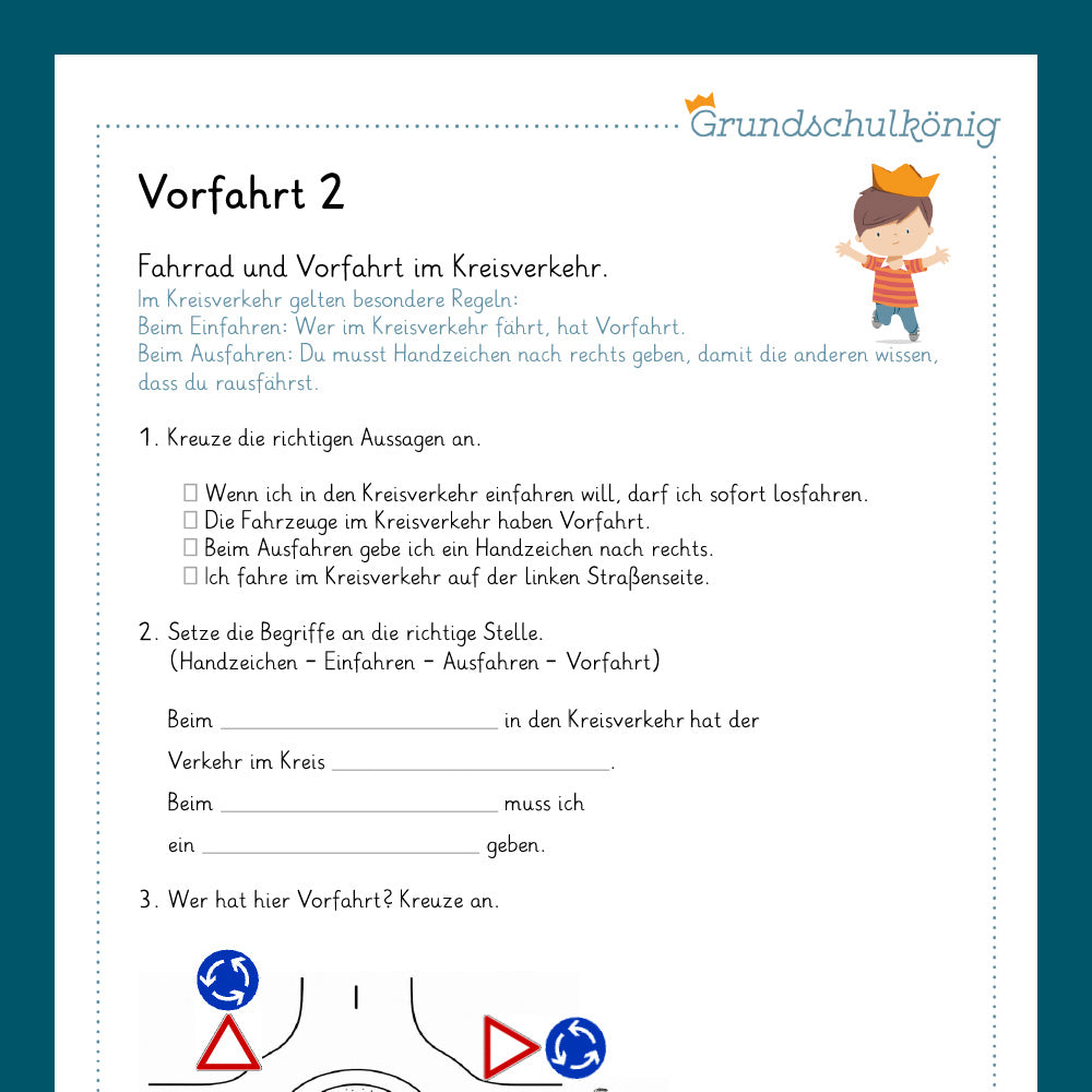 Königspaket: Vorfahrtsregeln (Sachkunde)  - inklusive Test