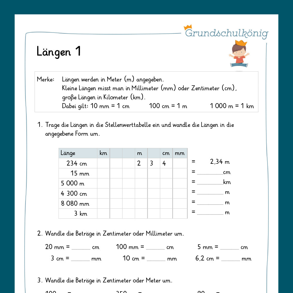 Königspaket: Längen (Mathe, 4. Klasse) - inklusive Test