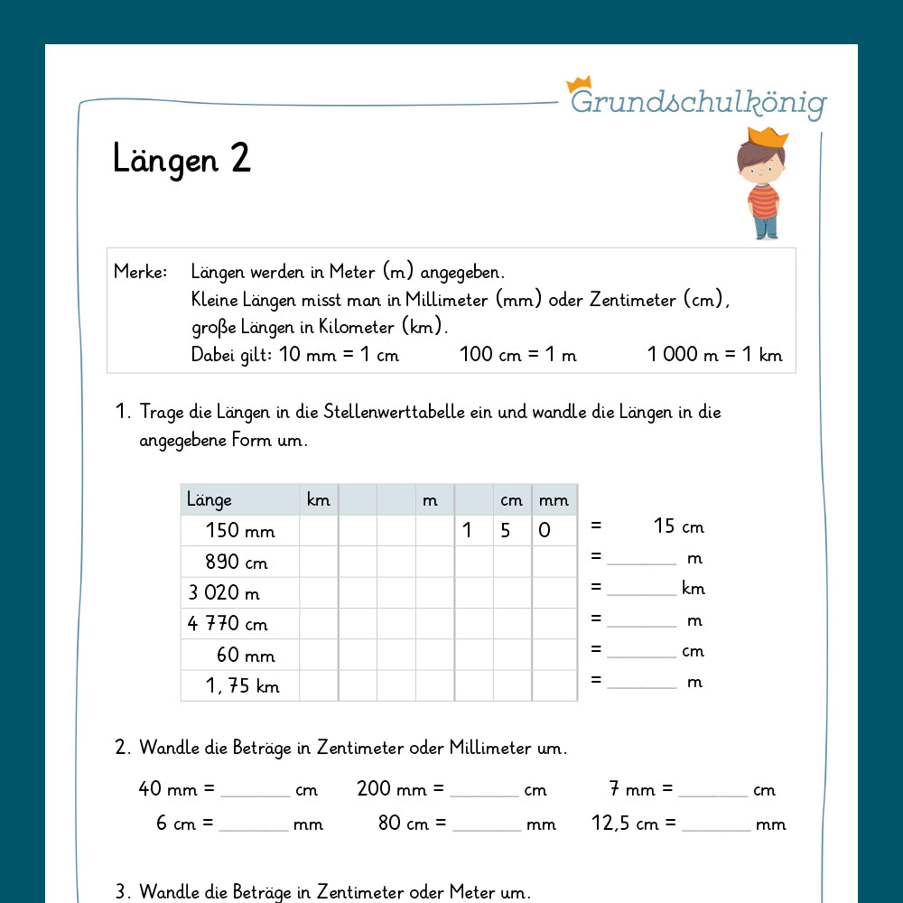 Königspaket: Längen (Mathe, 4. Klasse) - inklusive Test