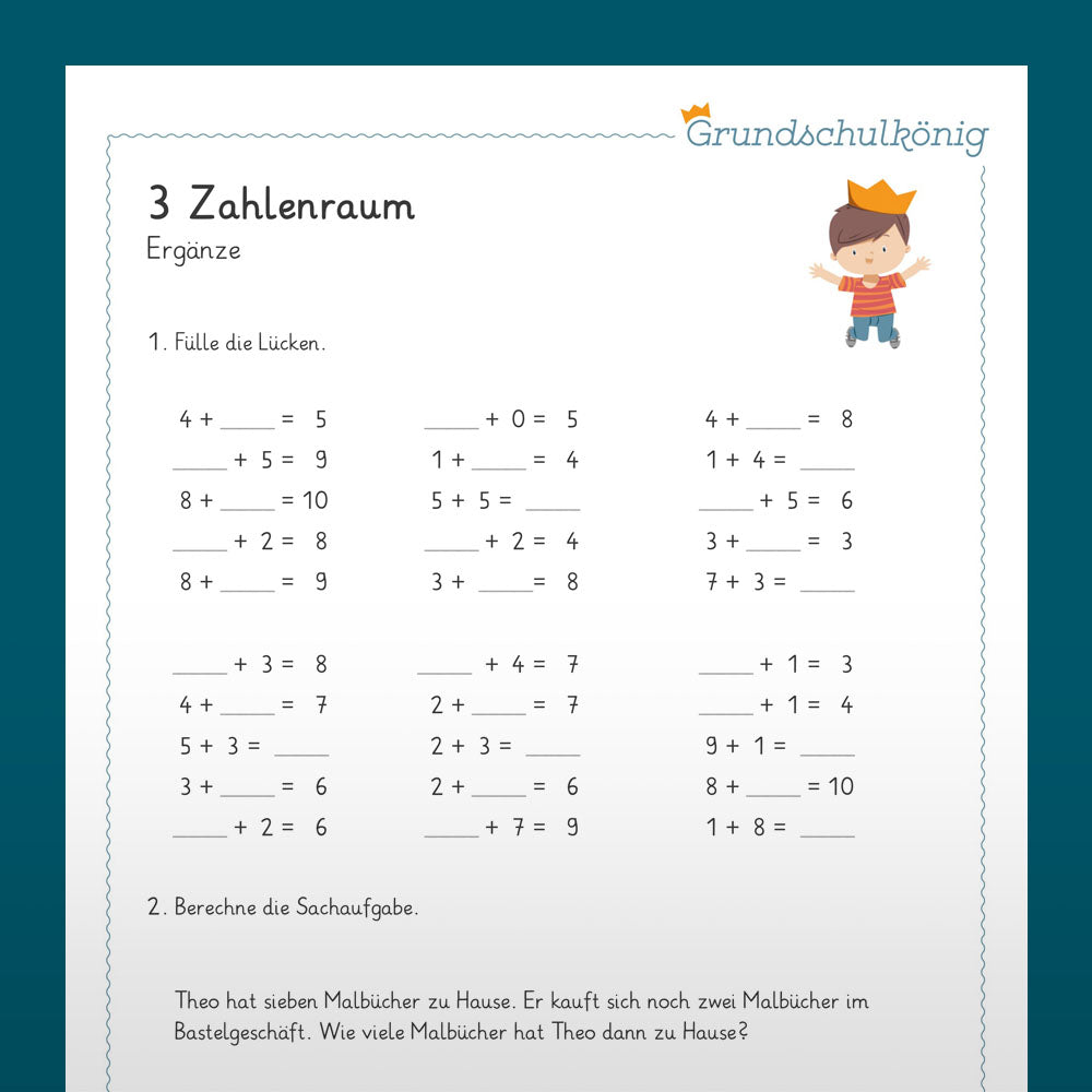 Mathe, 1. Klasse: Wiederholung des Jahresstoffs 1