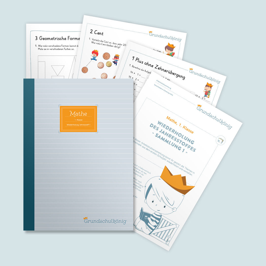 Mathe, 1. Klasse: Wiederholung des Jahresstoffs 1