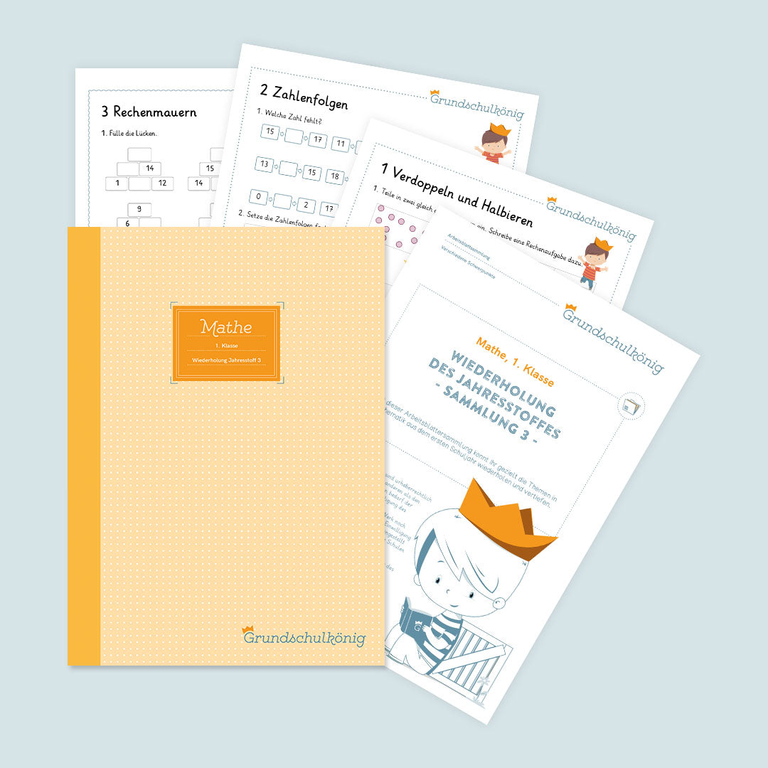 Mathe, 1. Klasse: Wiederholung des Jahresstoffs 3