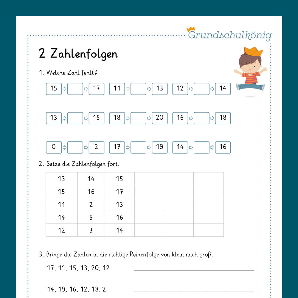 Mathe, 1. Klasse: Wiederholung des Jahresstoffs 3