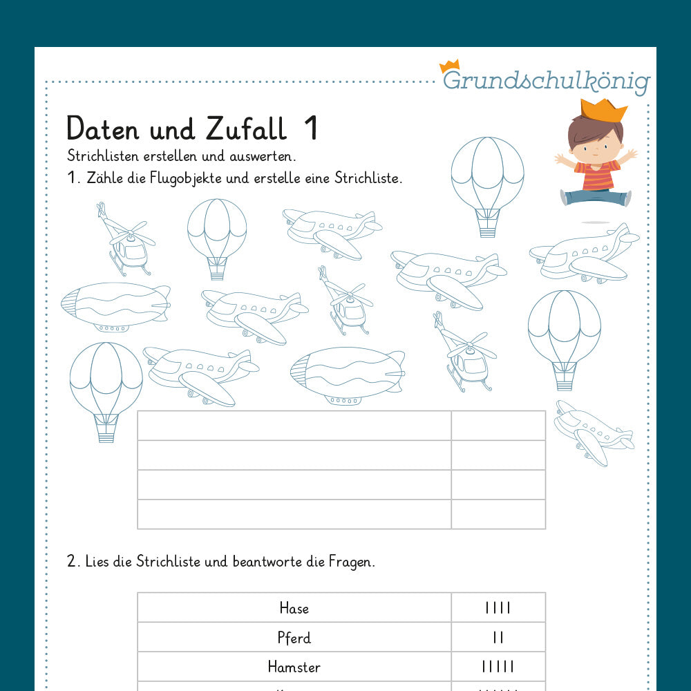 Königspaket: Daten und Zufall (Mathe, 1. Klasse) - inklusive Test