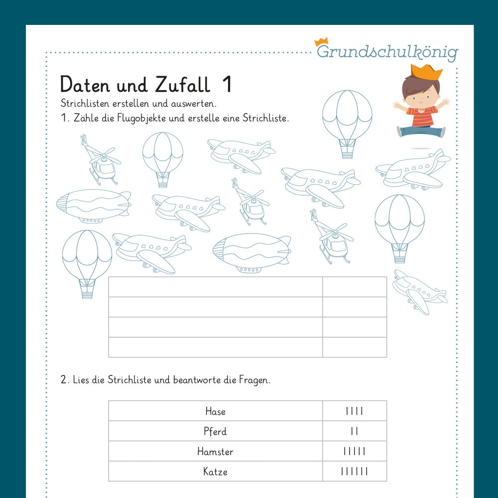Königspaket: Daten und Zufall (Mathe, 1. Klasse) - inklusive Test