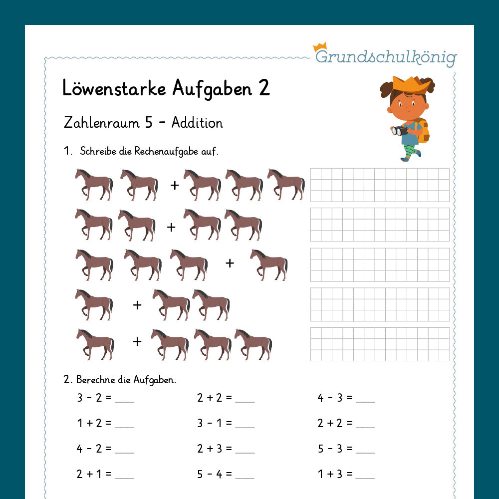 Königspaket: Löwenstarke Aufgaben im Zahlenraum 5 (Mathe, 1. Klasse) - inklusive Test