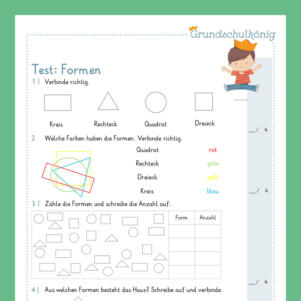 Köngispaket: Formen und Körper (Mathe, 1. Klasse) - inklusive Test