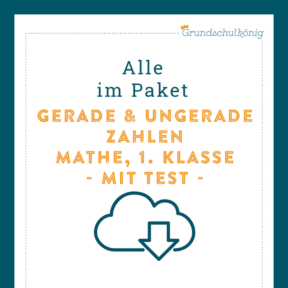 Königspaket: Gerade und ungerade Zahlen (Mathe, 1. Klasse) - inklusive Test