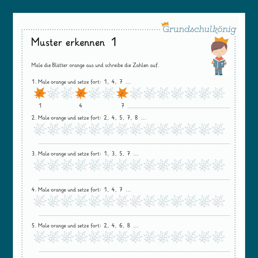 Königspaket: Muster erkennen (Mathe, 1. Klasse) - inklusive Test