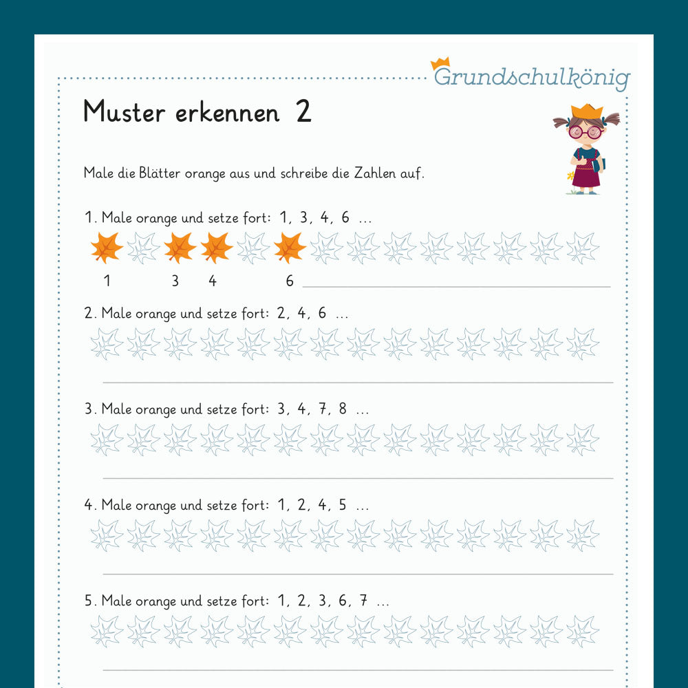 Königspaket: Muster erkennen (Mathe, 1. Klasse) - inklusive Test