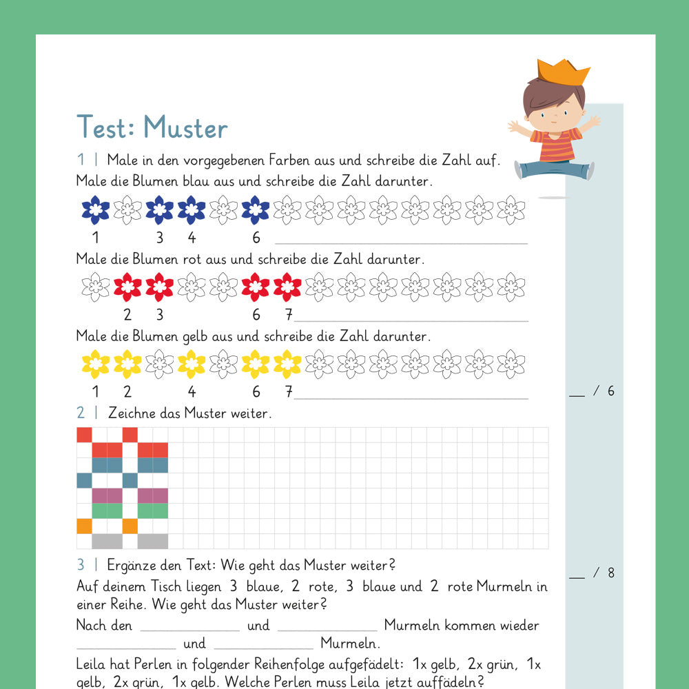 Königspaket: Muster erkennen (Mathe, 1. Klasse) - inklusive Test