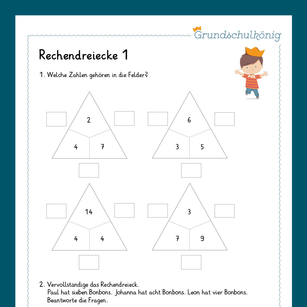 Königspaket: Rechendreiecke im Zahlenraum 20 (Mathe, 1. Klasse) - inklusive Test