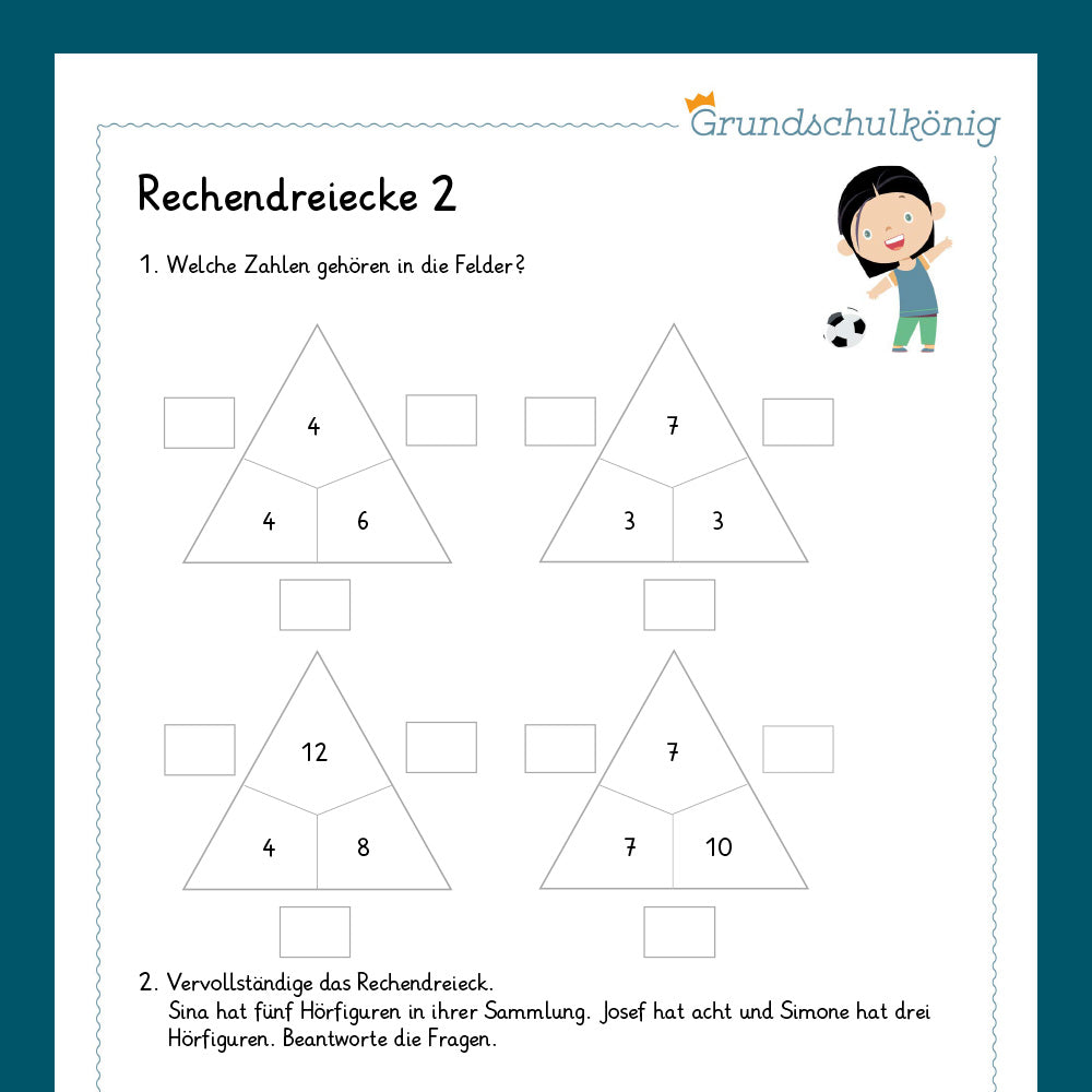 Königspaket: Rechendreiecke im Zahlenraum 20 (Mathe, 1. Klasse) - inklusive Test