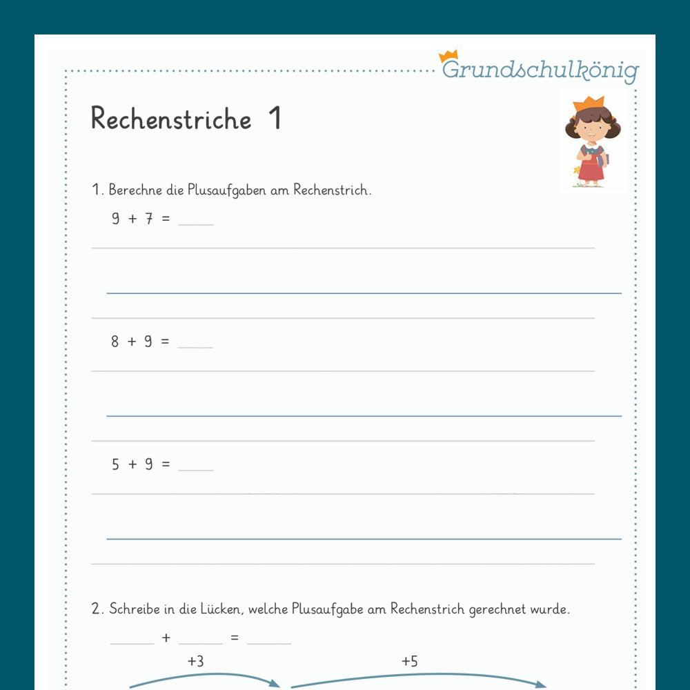 Königspaket: Rechenstriche (Mathe, 1. Klasse)