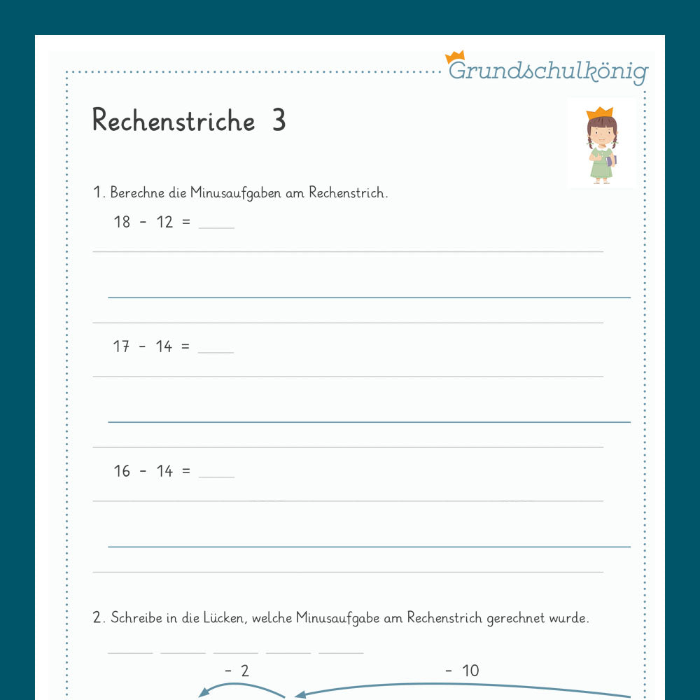 Königspaket: Rechenstriche (Mathe, 1. Klasse)