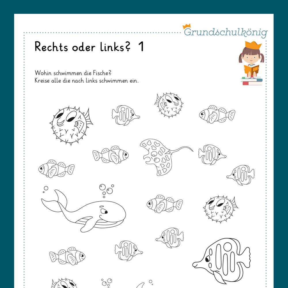 Königspaket: Rechts oder links? (Mathe, 1. Klasse)