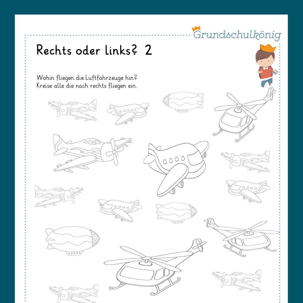 Königspaket: Rechts oder links (Mathe, 1 Klasse) - inklusive Test
