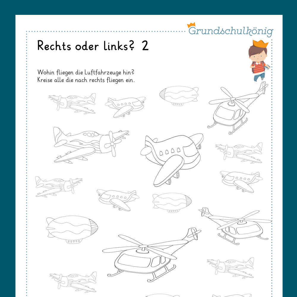 Königspaket: Rechts oder links (Mathe, 1 Klasse) - inklusive Test