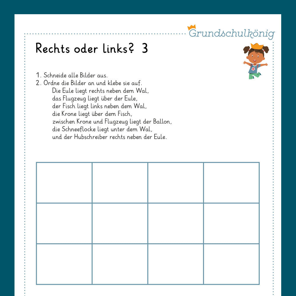 Königspaket: Rechts oder links? (Mathe, 1. Klasse)