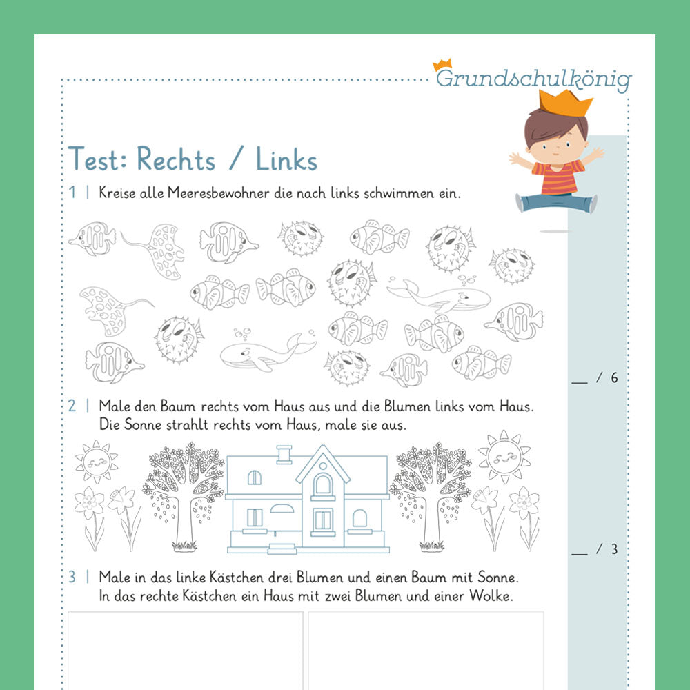 Königspaket: Rechts oder links? (Mathe, 1. Klasse) - inklusive Test
