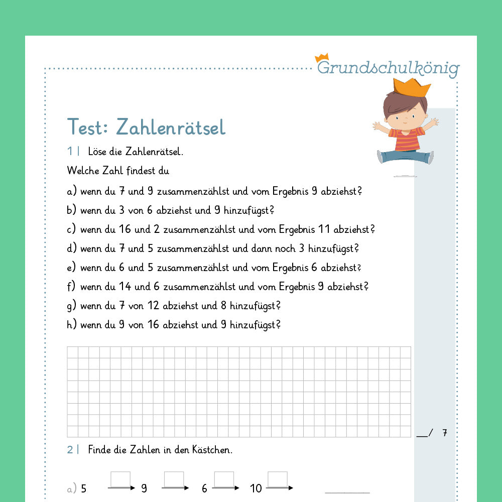 Königspaket: Zahlenrätsel (Mathe, 1. Klasse) - inklusive Test